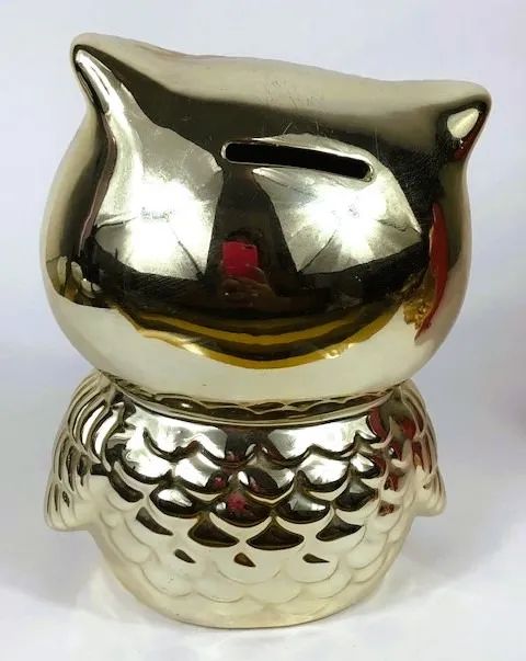 Coruja bibelô Cofre em porcelana dourada peça decorativa. - Foto 3