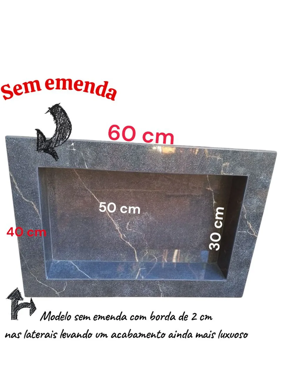Nichos em porcelanato Preto chumbo com Veios