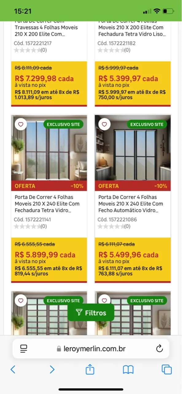 Porta de Correr 4 Folhas 230x260 Elite Com Fechadura automática