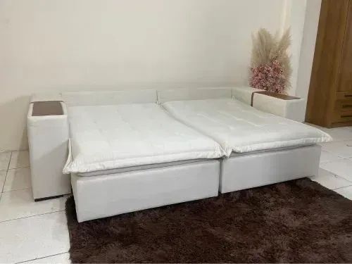 Sofá Cama Tebas 2,30 m Linho  Molas Bonnel - Foto 4