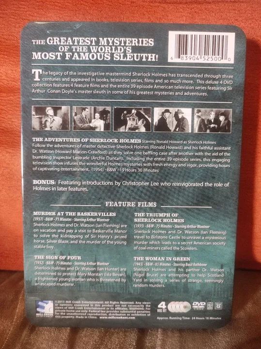 DVD box steelbolk Sherlock Holmes 1954 - 39 Episódios e 4 Filmes - Foto 2