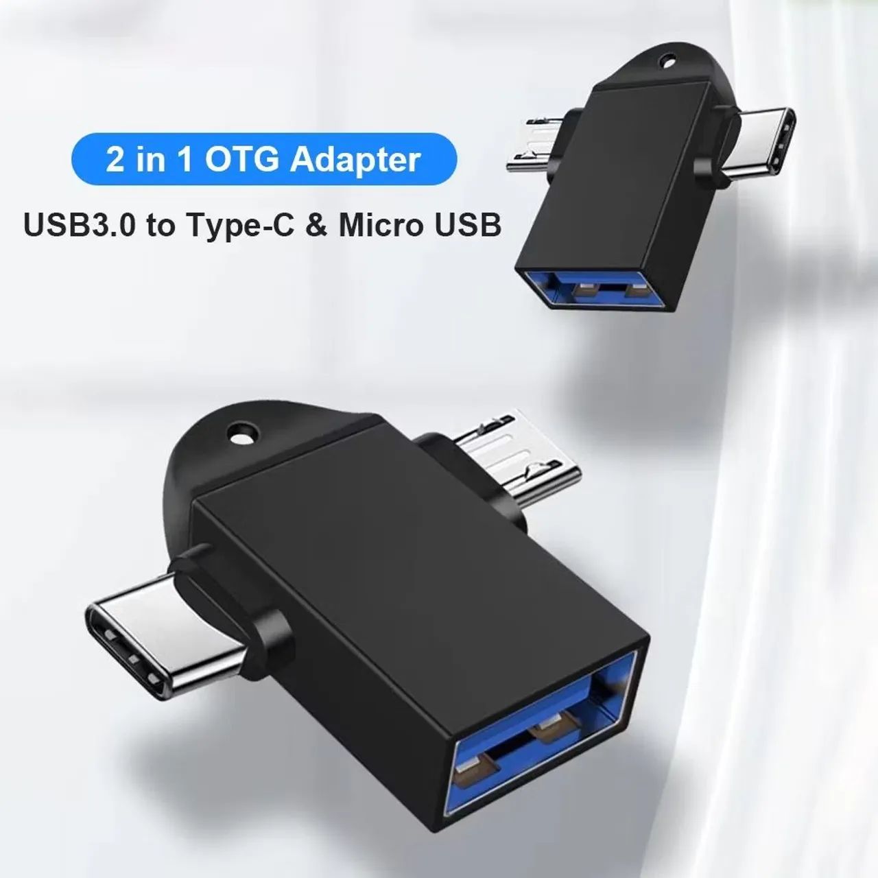 Adaptador de Alimentação 2 em 1 Tipo C para Micro USB, OTG
