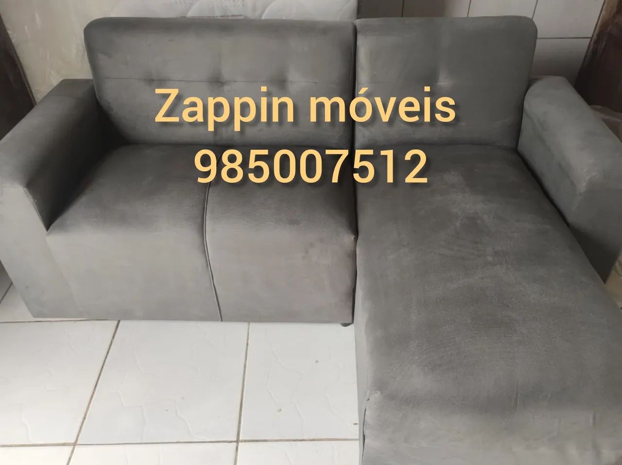 Sofá de chaise em Suede