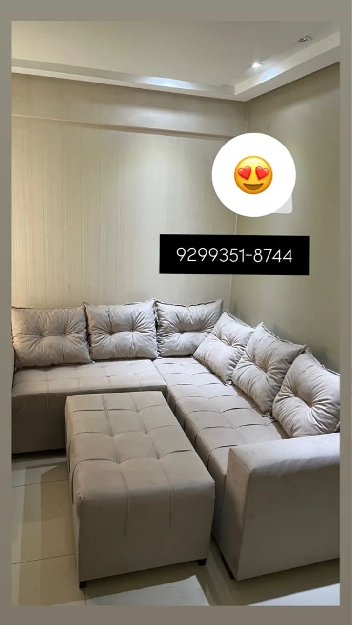 Sofá de canto com puff Várias cores disponíveis 1300 