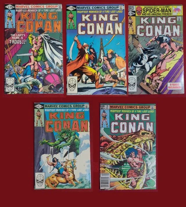 Lote com 5 edições King Conan 6 a 10 (Marvel Comics - 1981)