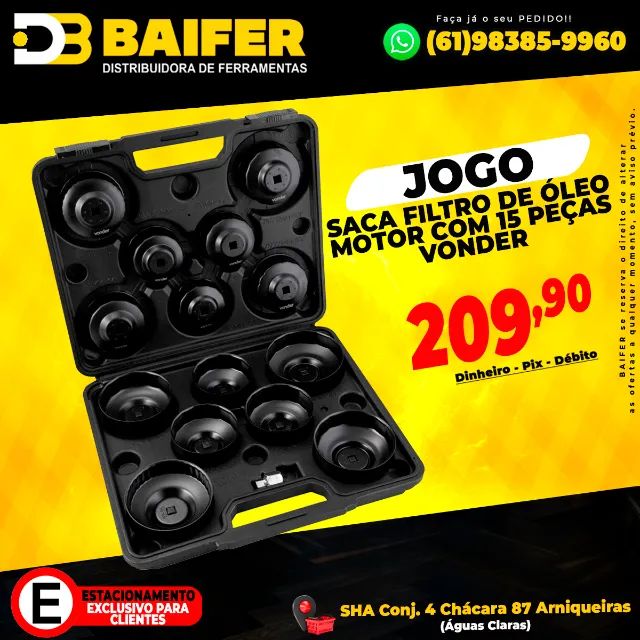 Jogo Saca Filtro de Oleo Motor Com 15 Peças Vonder