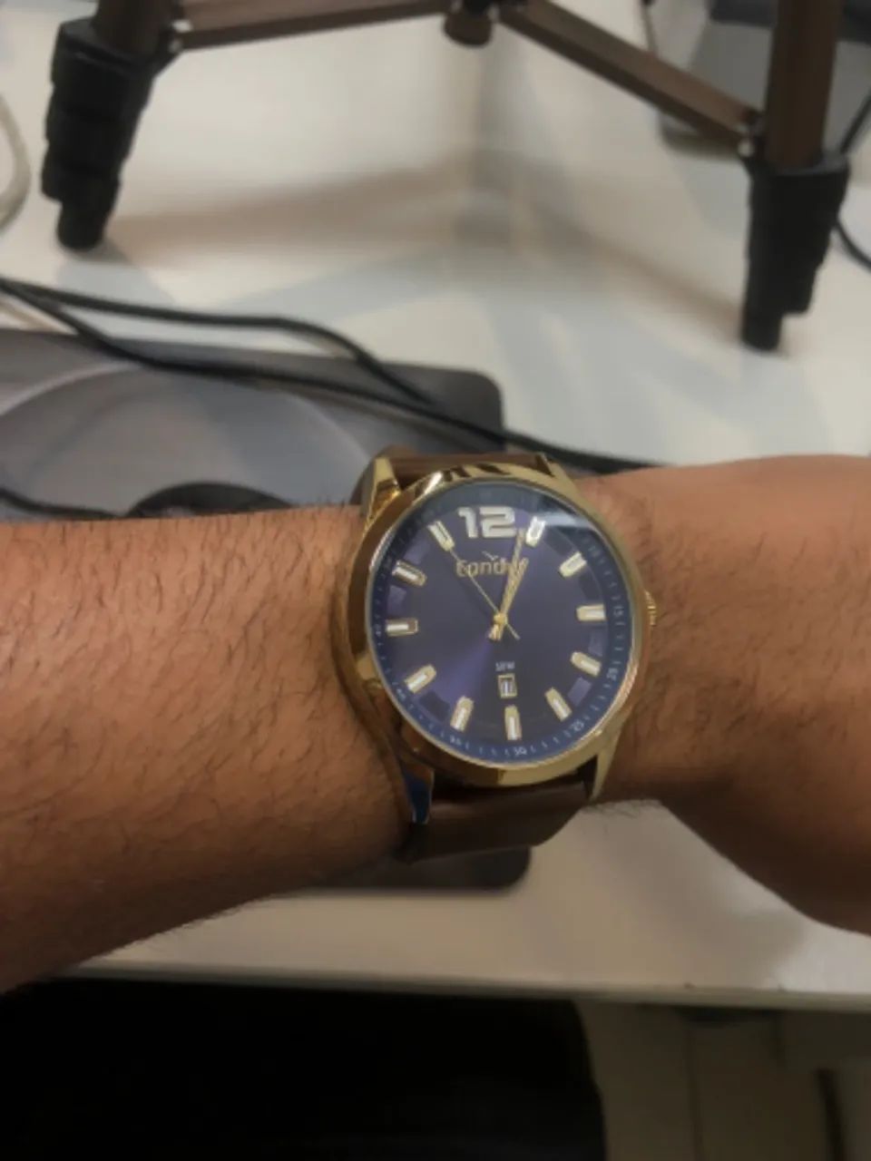 Relógio Condor Dourado com azul escuro Original