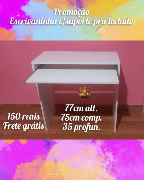 Mesa de Escritório com Suporte para Teclado - Promoção!
