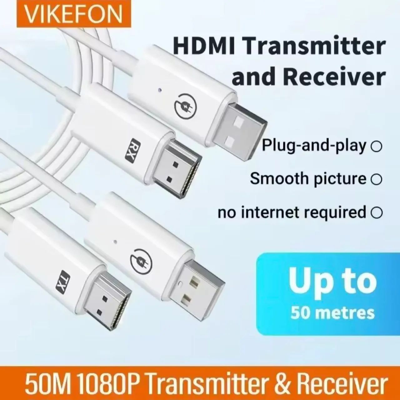 Transmissor e Receptor HDMI 50M 1080P - Até 50 Metros!