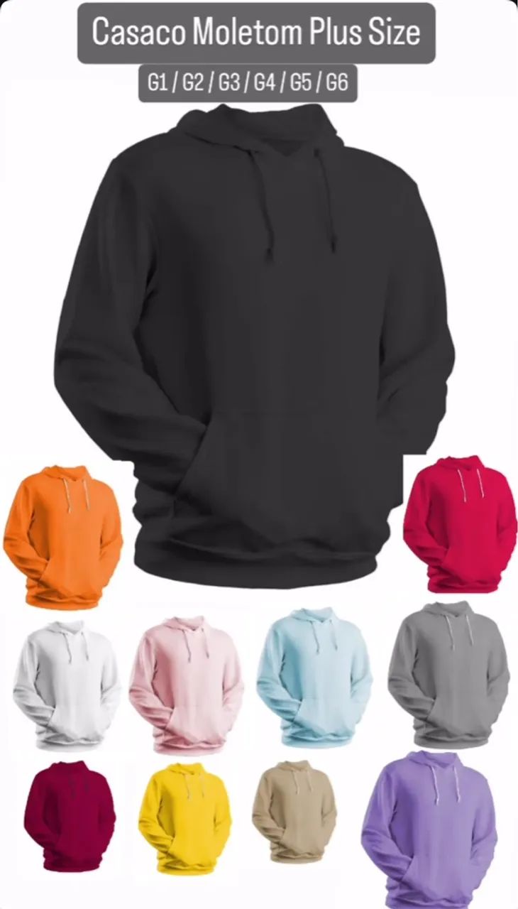 Casaco Moletom Plus Size - Diversas Cores DO P AO G6