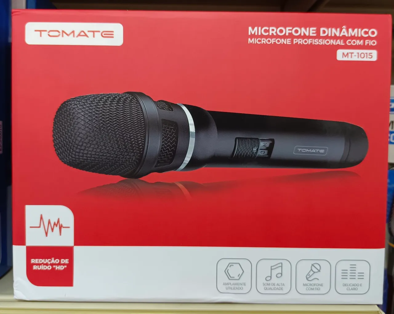 Microfone Dinâmico Profissional com Fio Tomate MT-1015