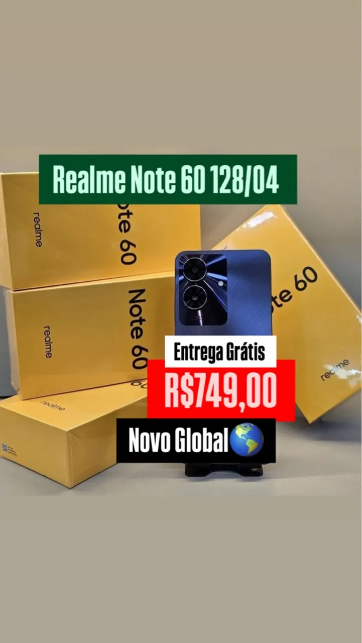 Celular Realme Note 60 128/04 Novo Garantia Oferta Sexta