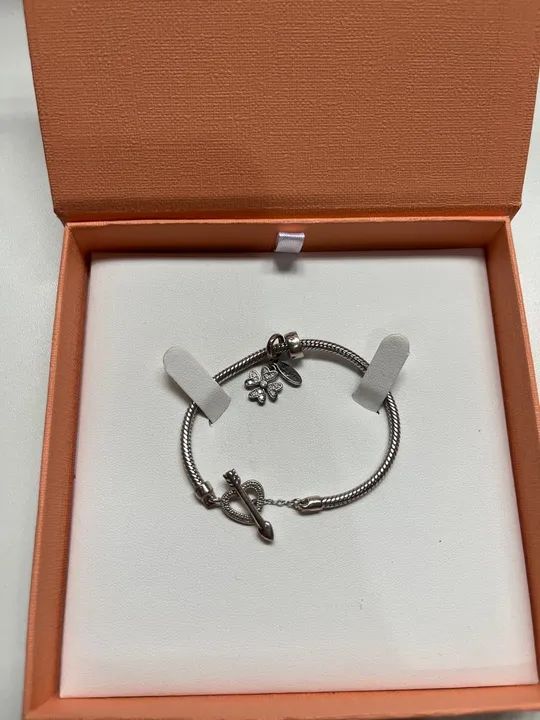 Pulseira Prata 925 com Pingente Coração e Trevo