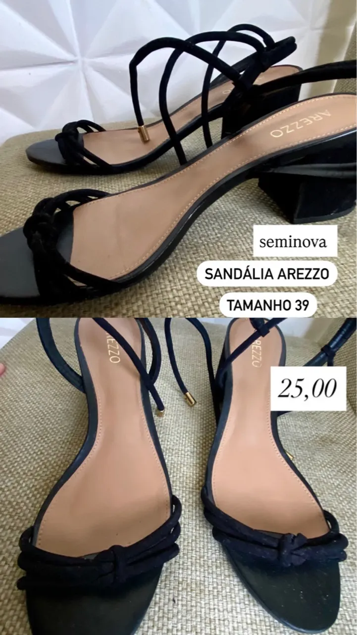 Sandália Arezzo Preta Tamanho 39