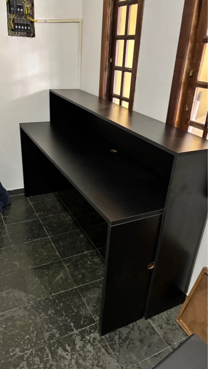 Balcão de escritório preto (MDF) - Foto 5