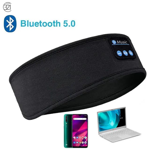 Fone Ouvido Bluetooth Faixa Cabeça Bandana Esportes Preto - Foto 4