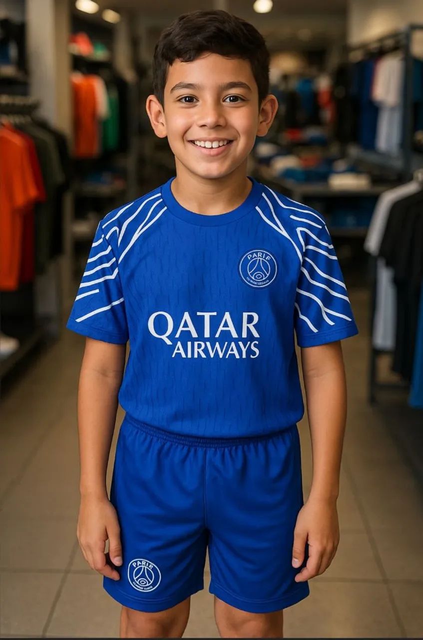 Uniforme time futebol PSG Infantil 02 ao 14 anos 