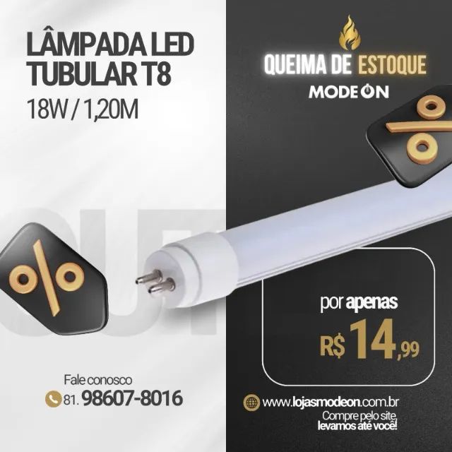 Lãmpada T8 1,20 cm 6500k 
