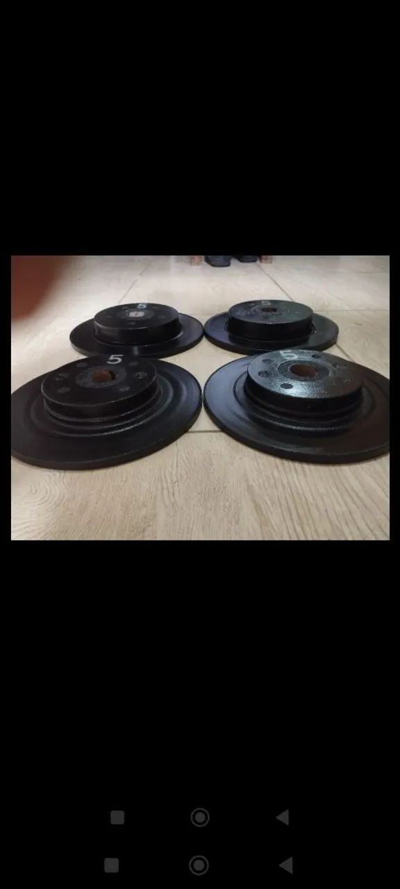 Halteres e anilhas caseira Top Feitas com disco de Freio - Foto 4