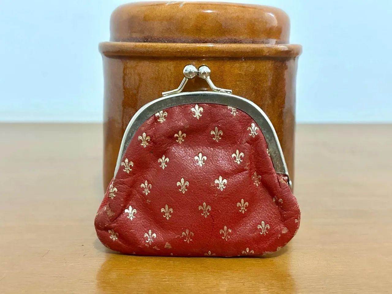 Bolsa de moeda vintage em couro 
