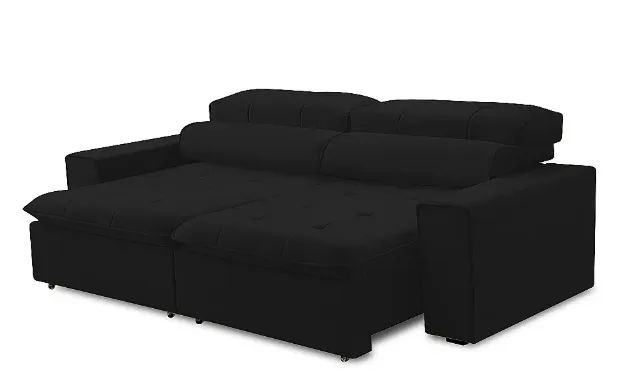 Sofá Retrátil e Reclinável 2 Lugares Preto  - Foto 3