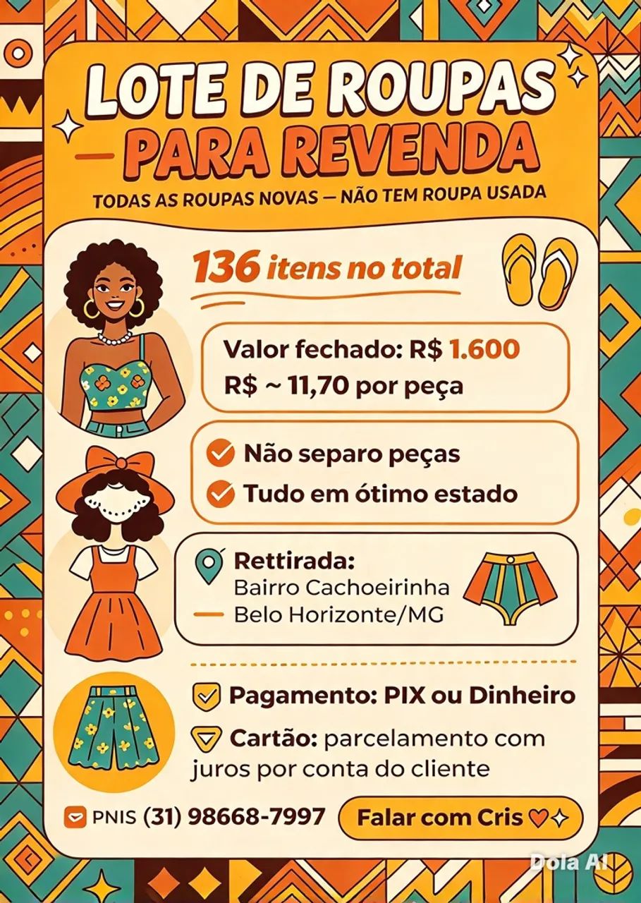 Lote de roupas estampas afros