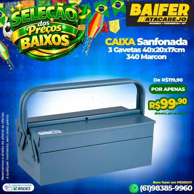 Caixa Sanfonada 3 Gavetas 40x20x17cm 340 Marcon