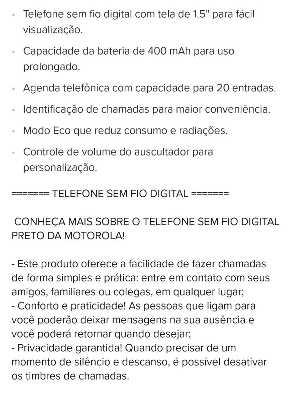 Telefone sem Fio Motorola - Foto 2
