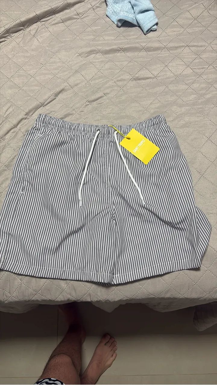 Bermuda Short Saint Tropez Listrado Cinza  - Foto 2