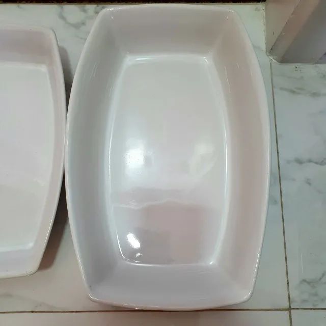 Kit 3 Travessas Refratárias Porcelana Branca Formas De Forno - Foto 3