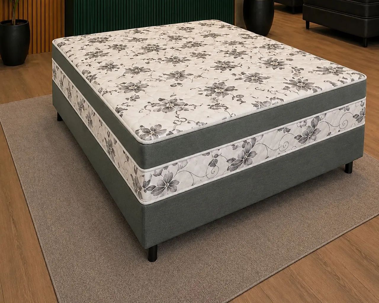 Cama box Casal alta com 10cm de espuma 