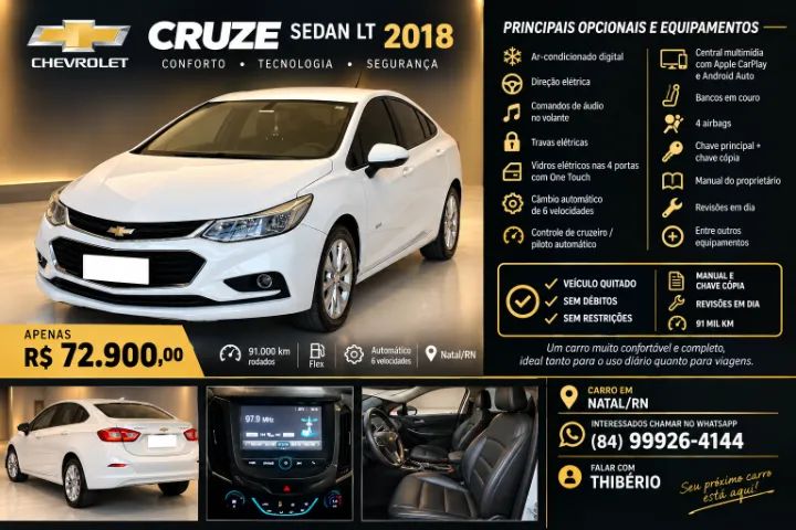 Chevrolet Cruze CRUZE LT 1.4 16V Turbo Flex 4p Aut. 2018