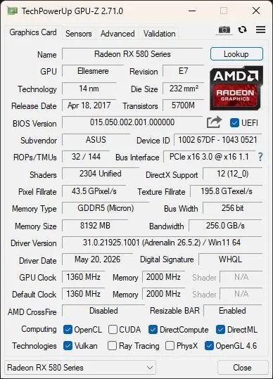 Asus RX 580 8gb usada. - Foto 5