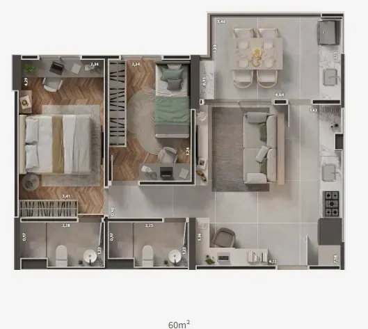 PLANTA 60m²