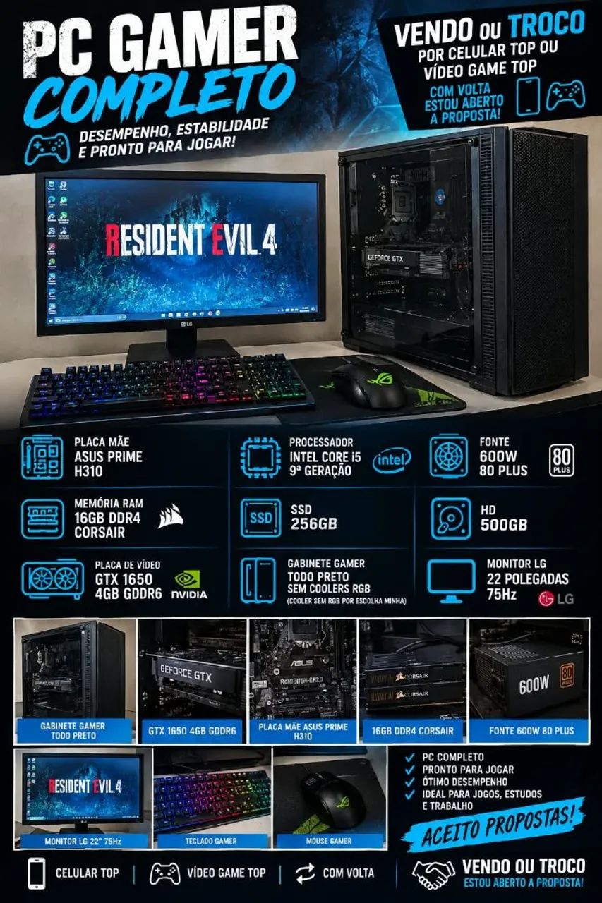 Pc Gamer completo aceito troca 