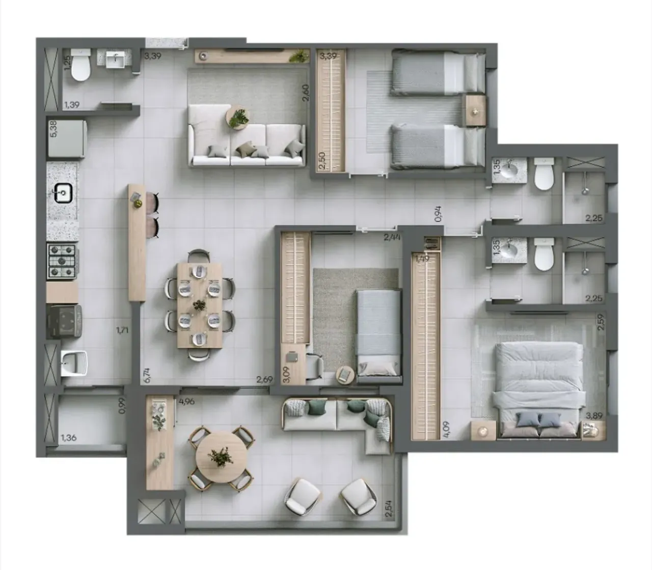PLANTA 69m²