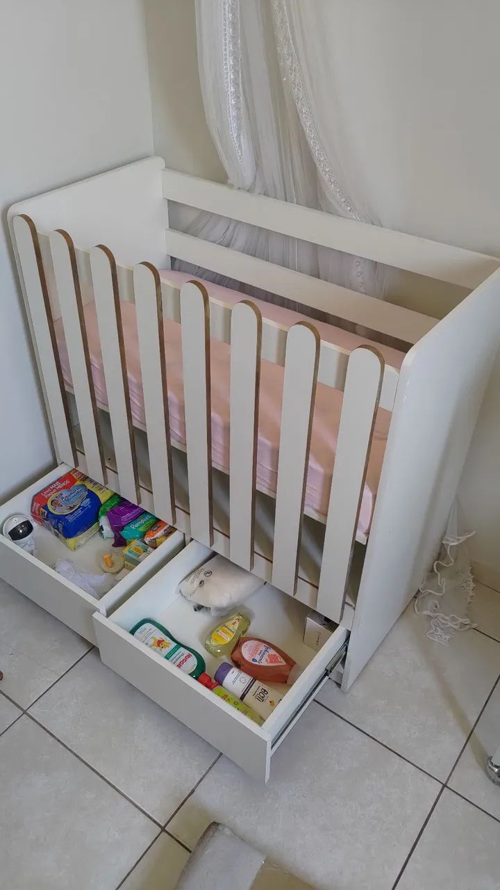 Mini berço MDF com gavetas e colchão - Foto 4