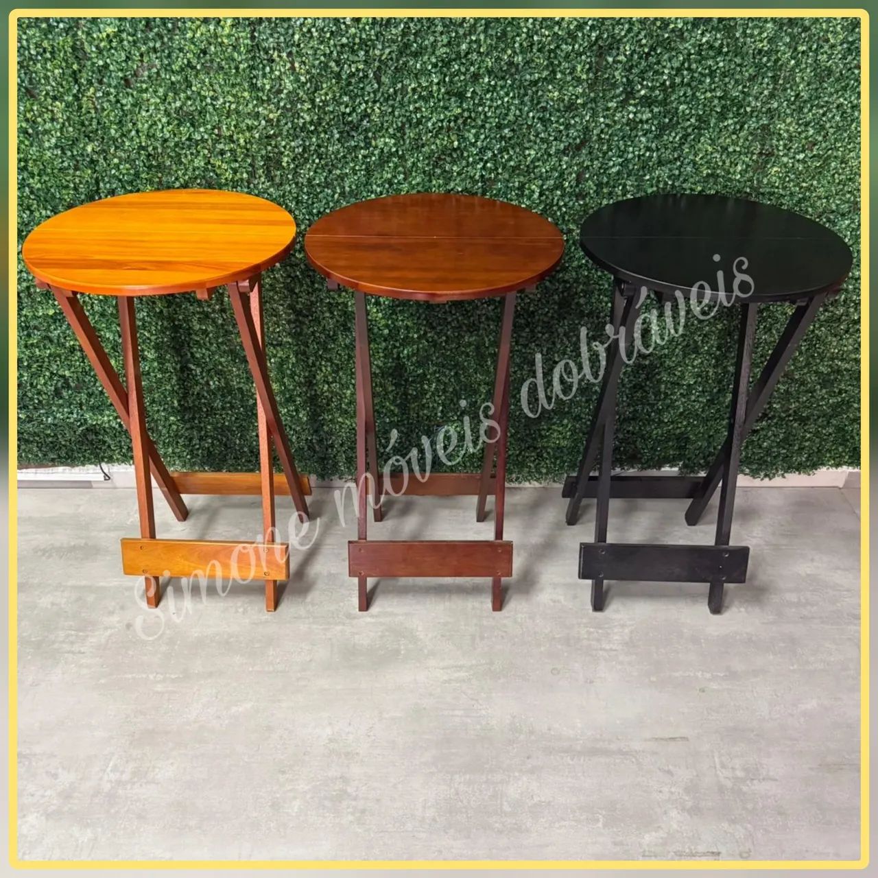 Mesa Bistrô alta dobrável madeira com 2 cadeiras  - Foto 4