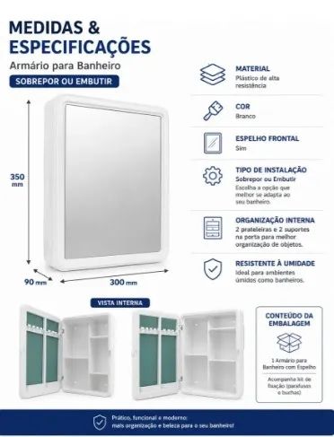 ARMARIO DE BANHEIRO BRANCO - Foto 2