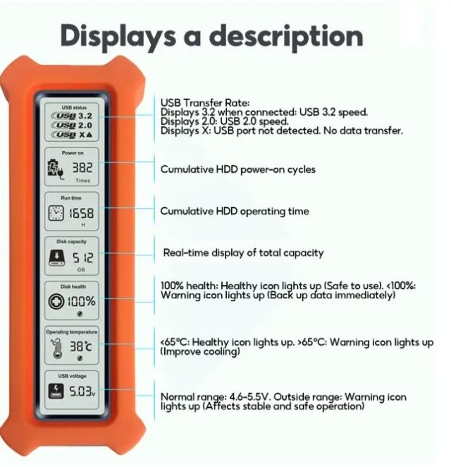 Case Shuole SL-TP26-P NVME, com display, 10Gbps, USB 3.2 Gen 2 - Foto 3