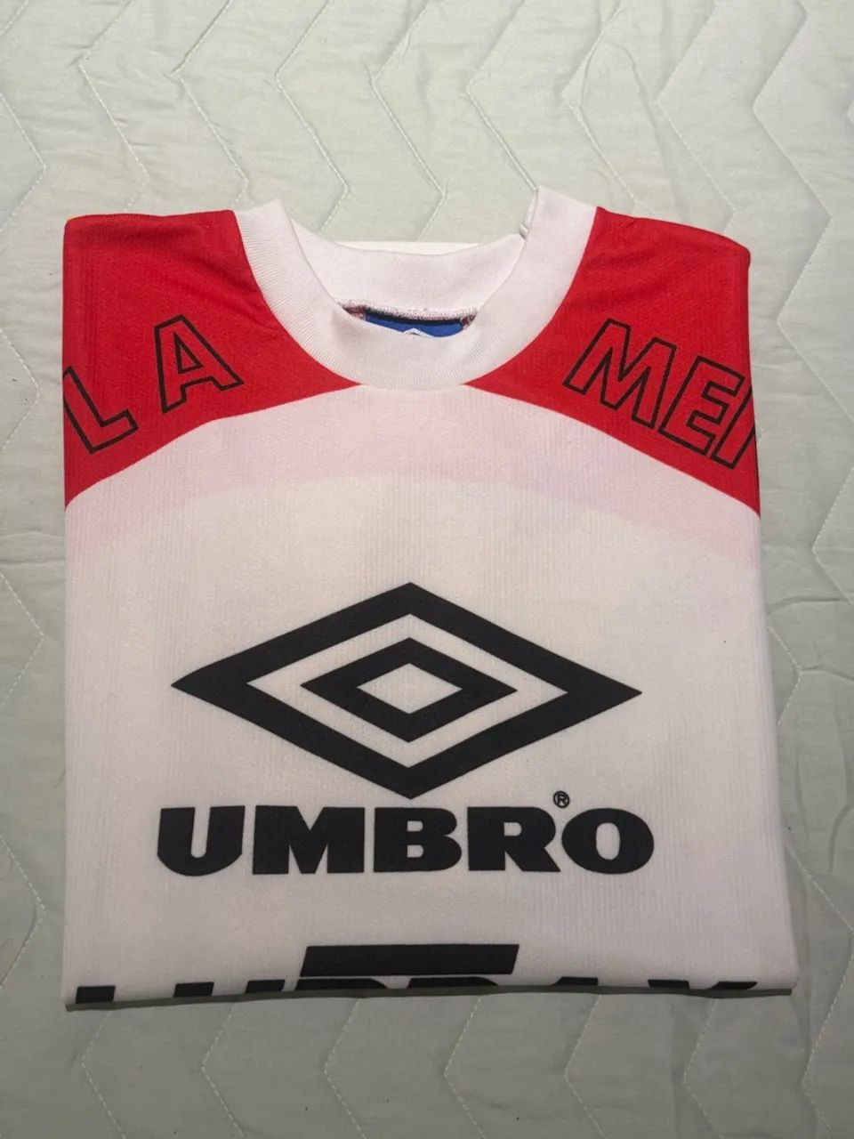 Camisa Flamengo Umbro Lubrax vintage ? branca, vermelha e amarela