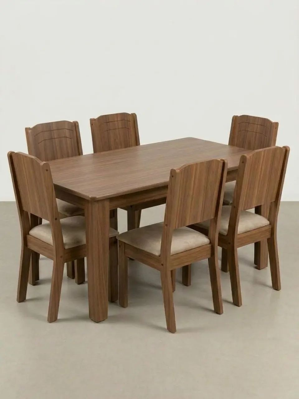 Mesa de jantar com 6 cadeiras estofadas-conjunto completo 
