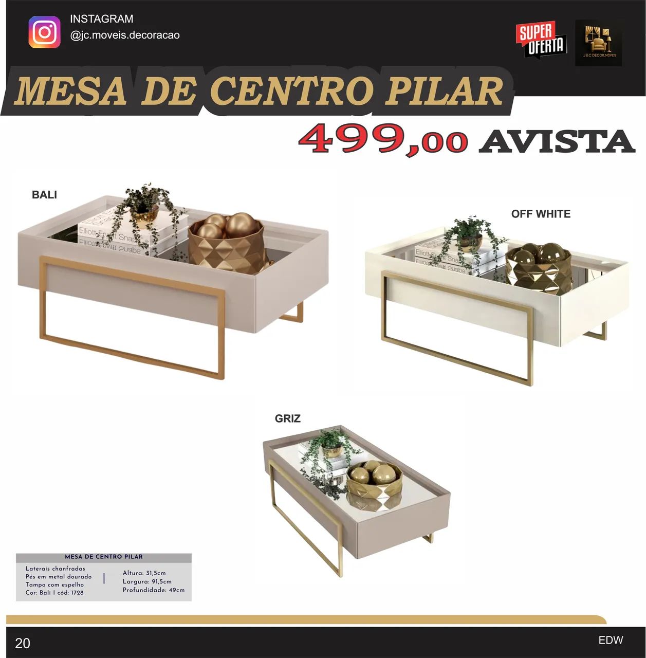 MESA DE CENTRO PILAR