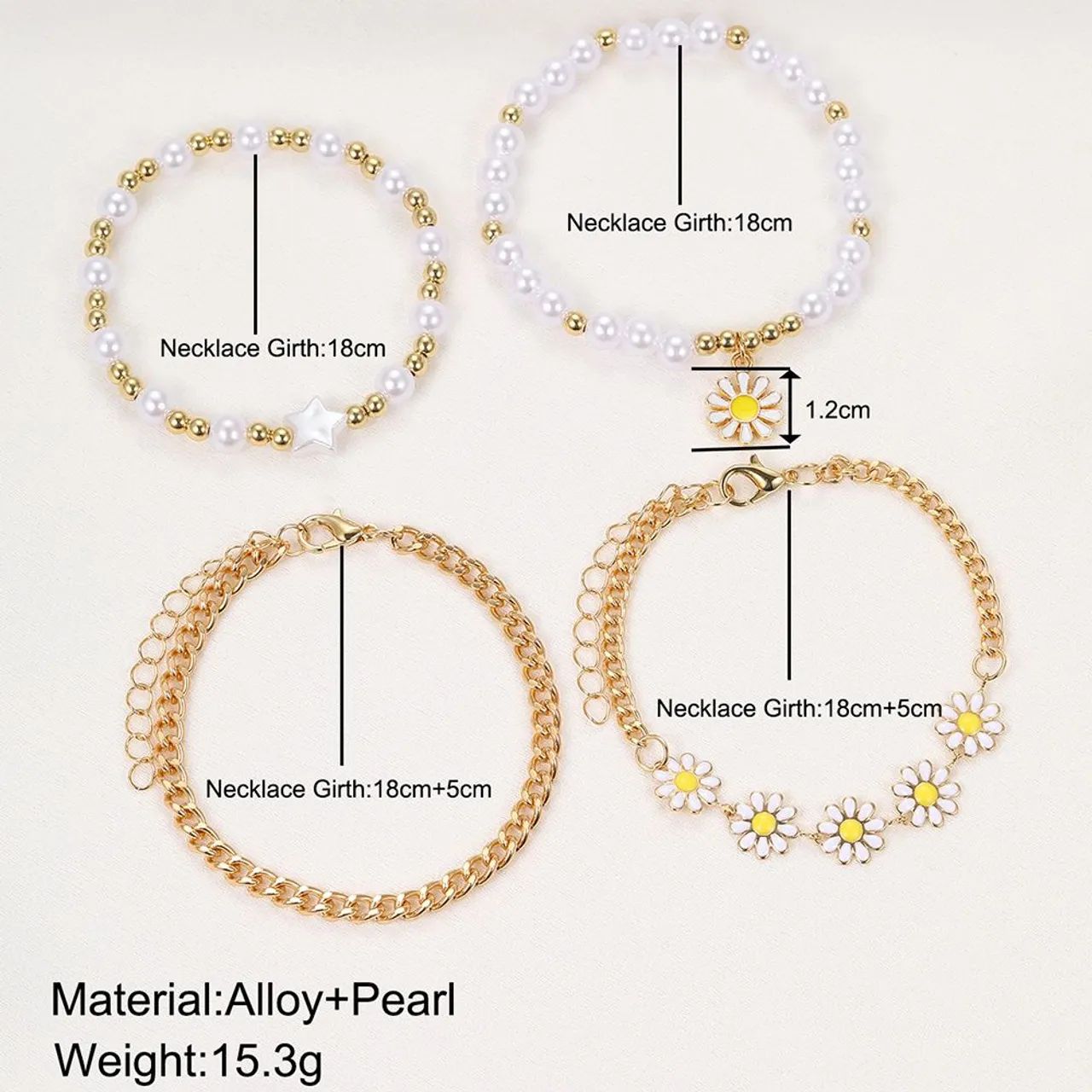 Combo Relógio Feminino Branco + 4 Pulseiras Casual - Beleza e Estilo com Pérolas  - Foto 2