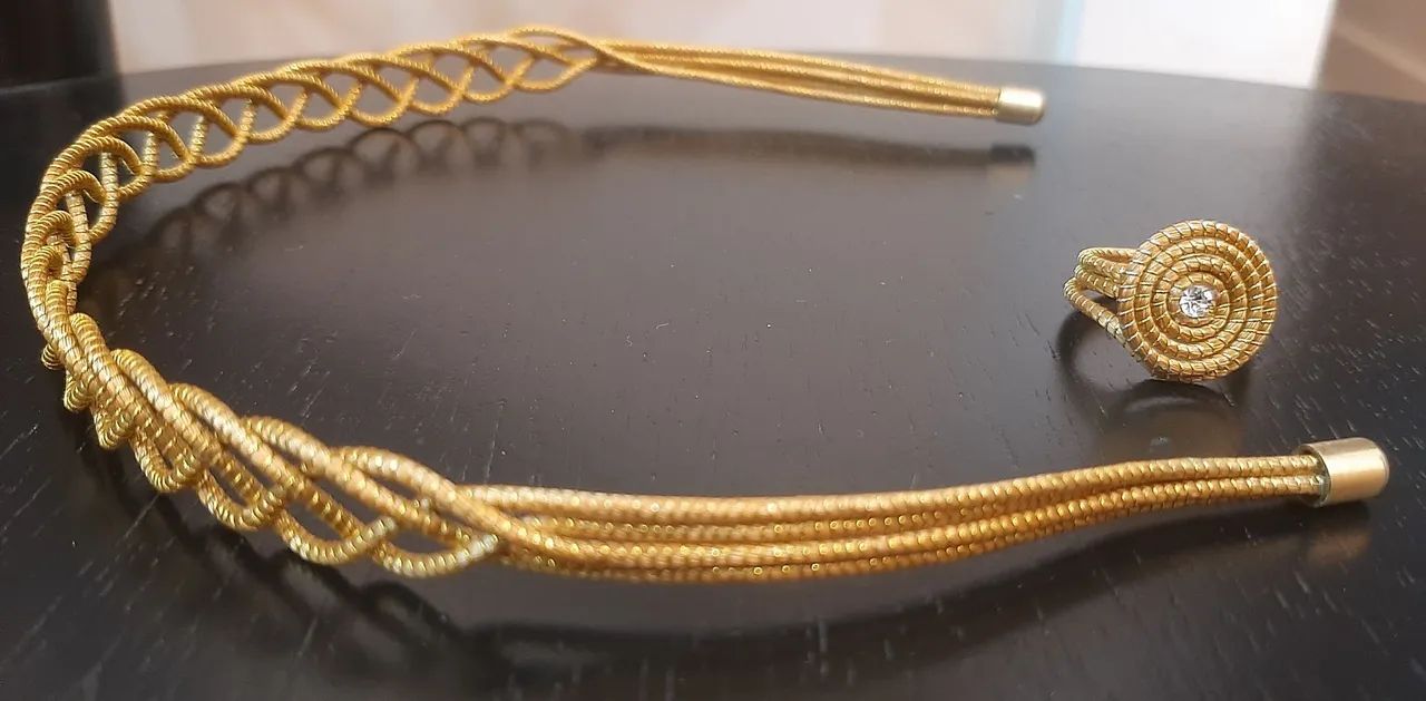 Conjunto de anel e tiara de Capim Dourado - Foto 4