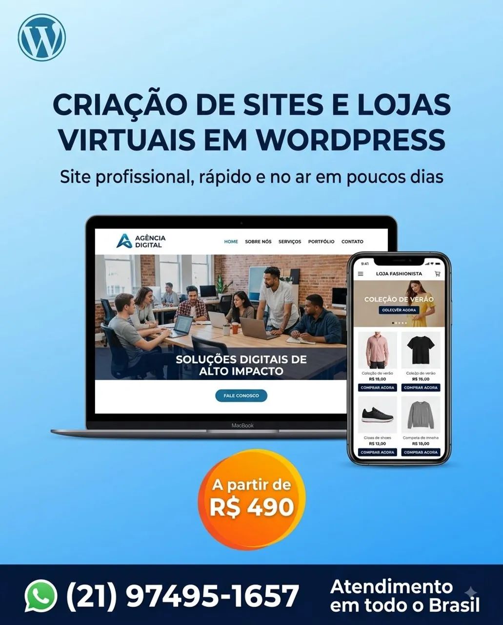 Criação de Sites e Lojas Virtuais em WordPress * A partir de R$490
