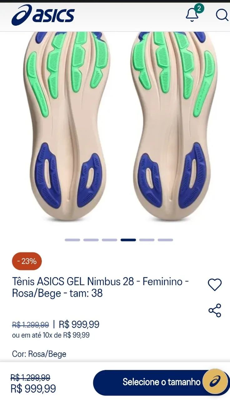 Tênis Asics nibus 28  tamanho 42