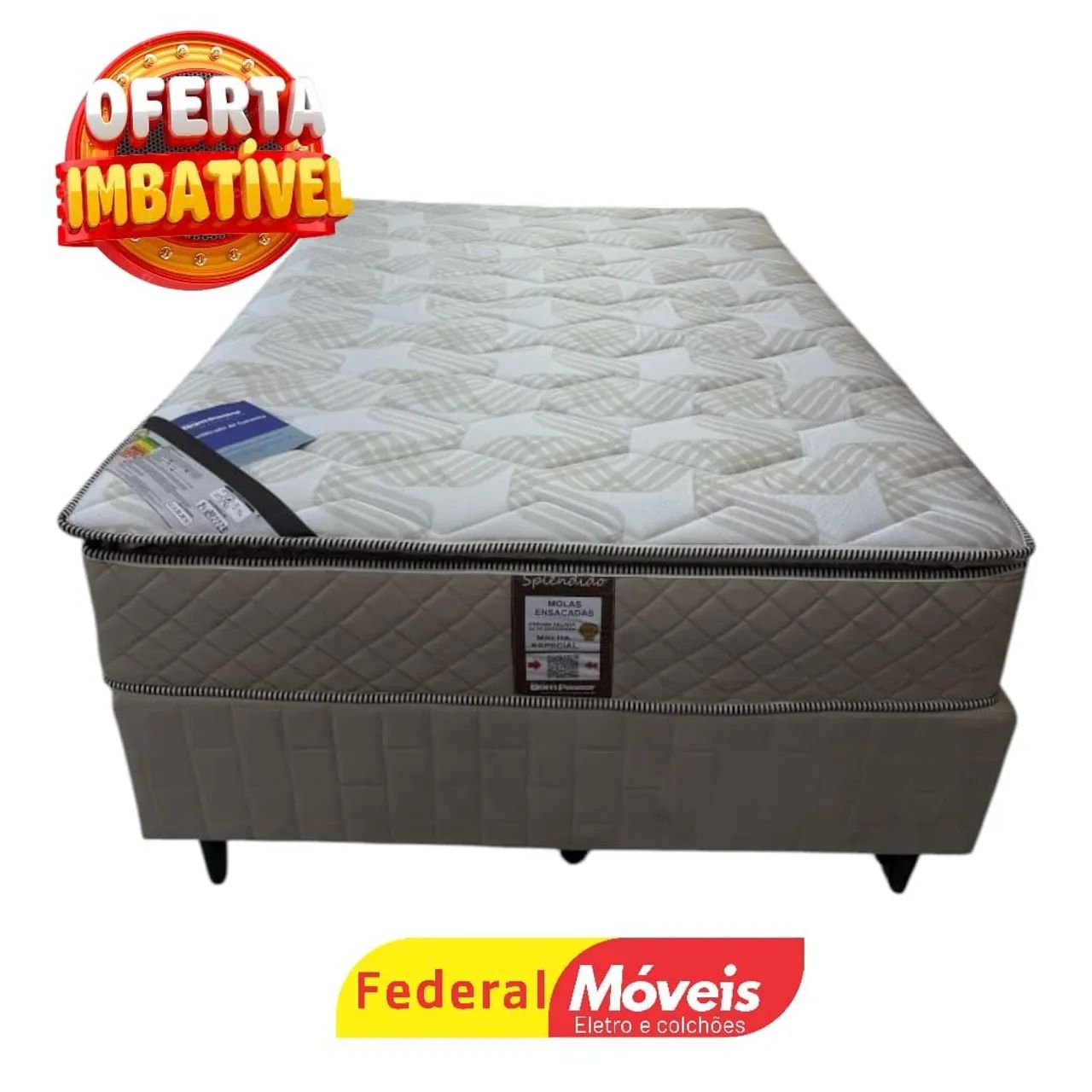 Cama Box Casal 1,38 Colchão c/ 32cm de altura e Base Padrão Bom  Pastor Nova Embalada 