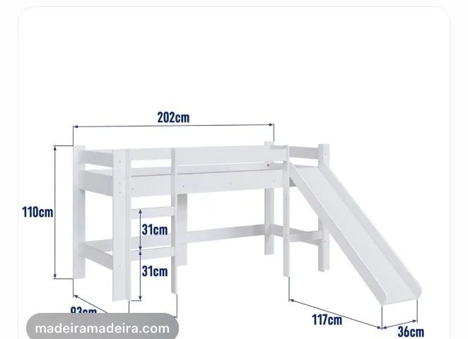 Cama Infantil Elevada com Escorregador - Foto 4