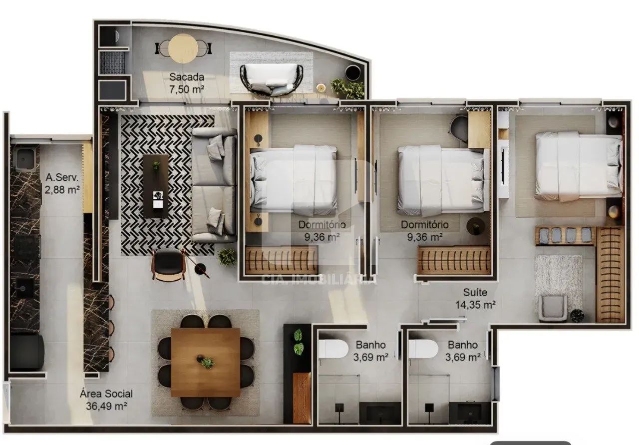 Apartamento à venda com 3 quartos no Saco Grande - Florianópolis - SC - Foto 2